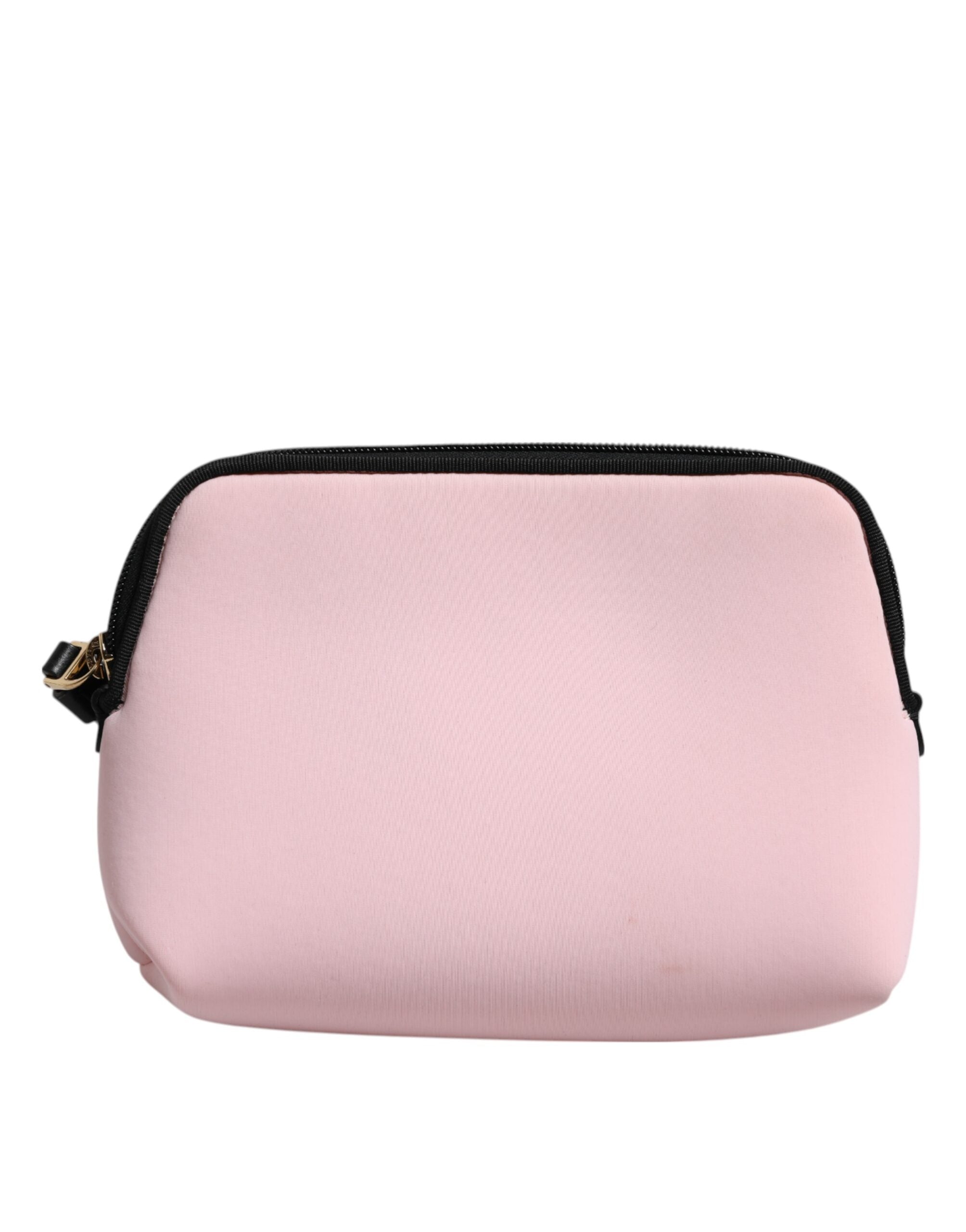 Dolce & Gabbana Pink Solid Nylon DG Logo Print Clutch Zip Borse Pouch Bag - ACCEXO