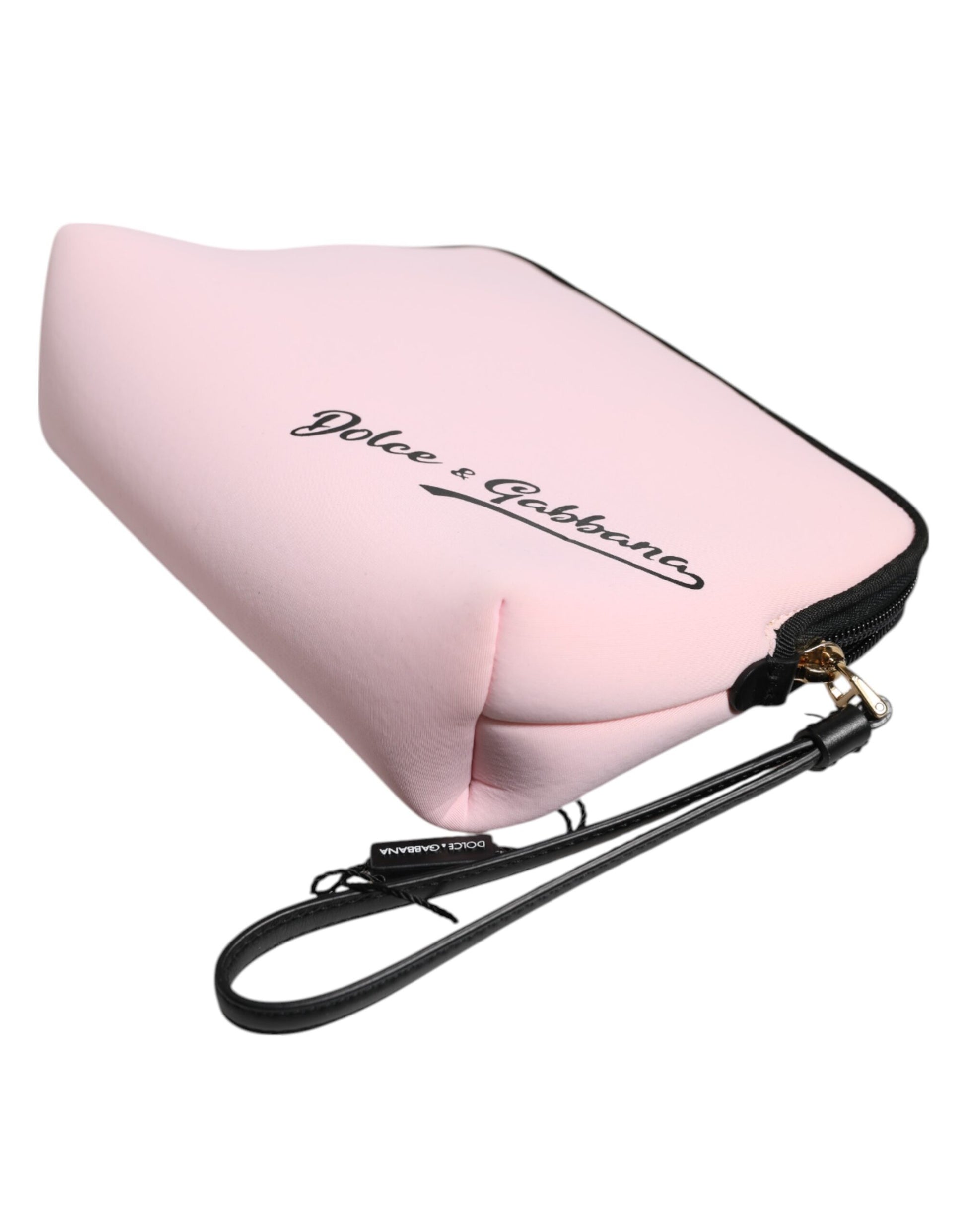 Dolce & Gabbana Pink Solid Nylon DG Logo Print Clutch Zip Borse Pouch Bag - ACCEXO