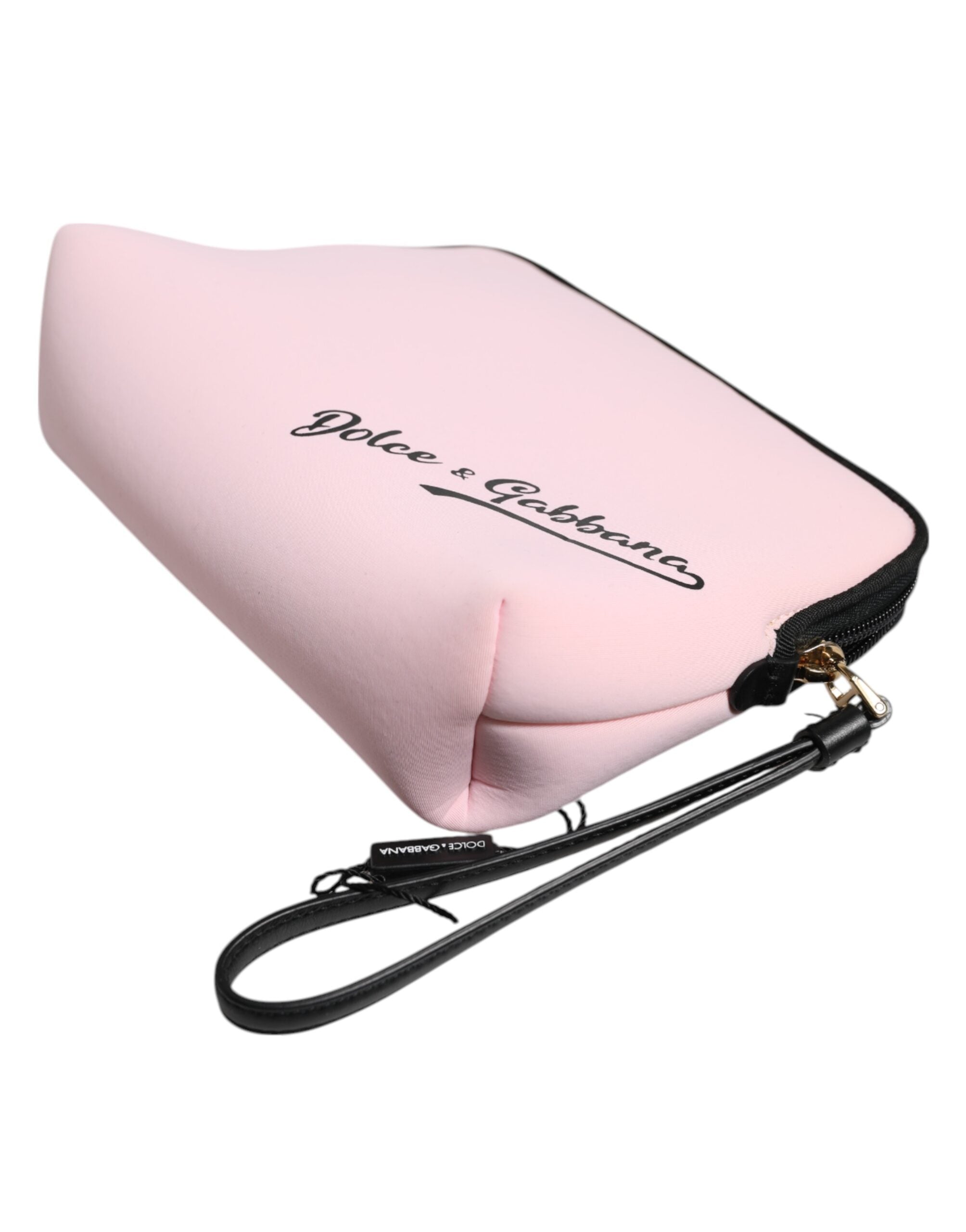 Dolce & Gabbana Pink Solid Nylon DG Logo Print Clutch Zip Borse Pouch Bag - ACCEXO
