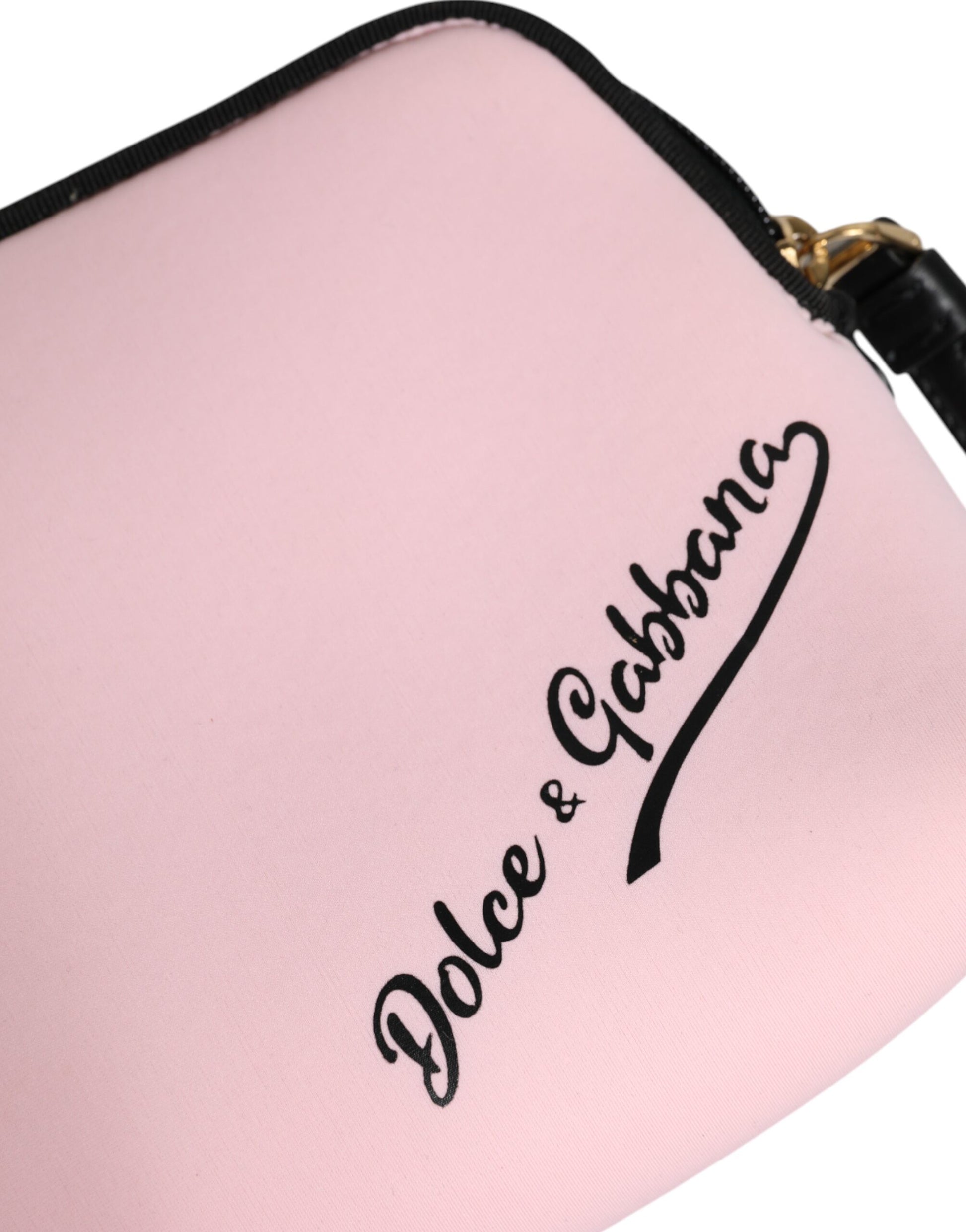 Dolce & Gabbana Pink Solid Nylon DG Logo Print Clutch Zip Borse Pouch Bag - ACCEXO