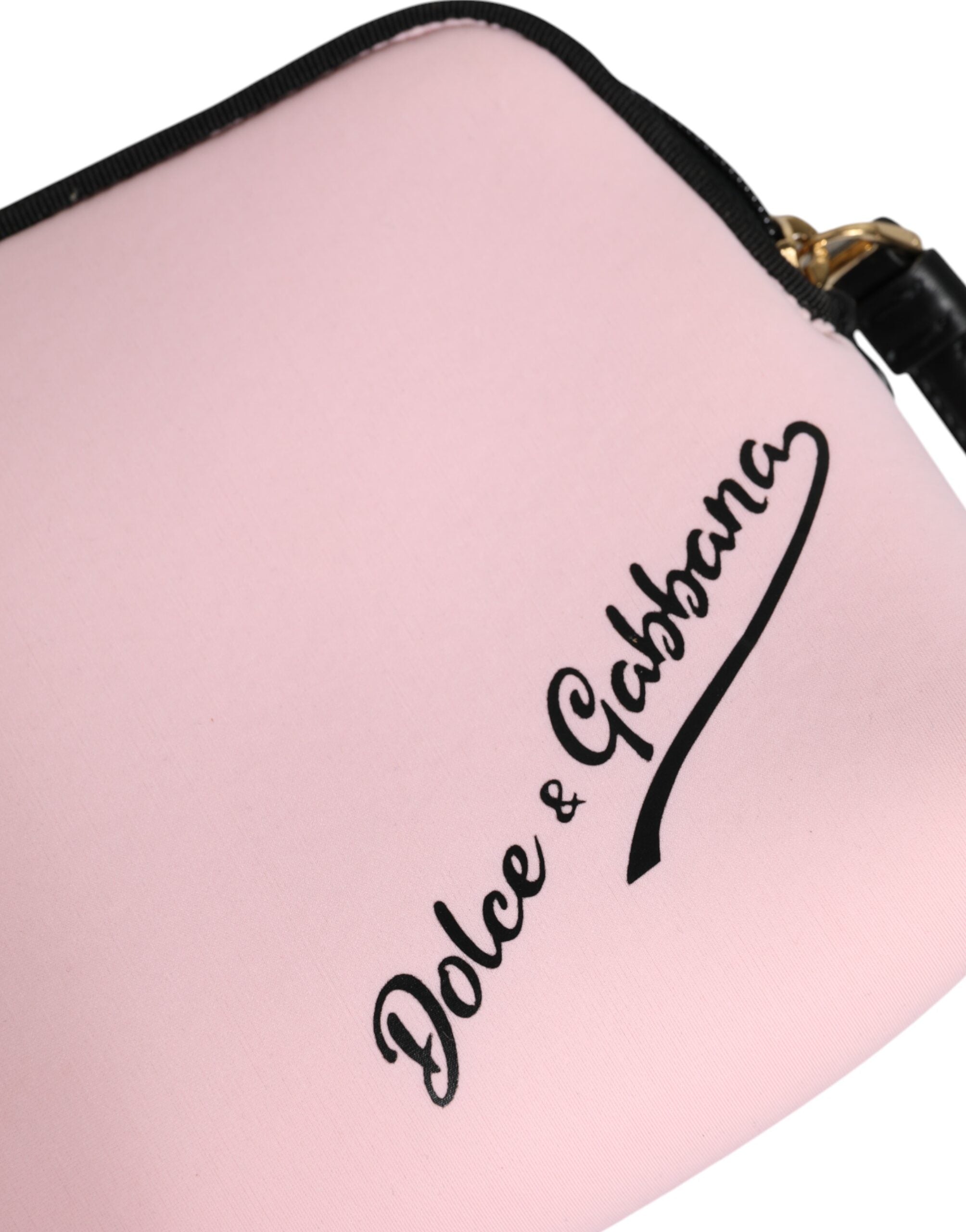 Dolce & Gabbana Pink Solid Nylon DG Logo Print Clutch Zip Borse Pouch Bag - ACCEXO