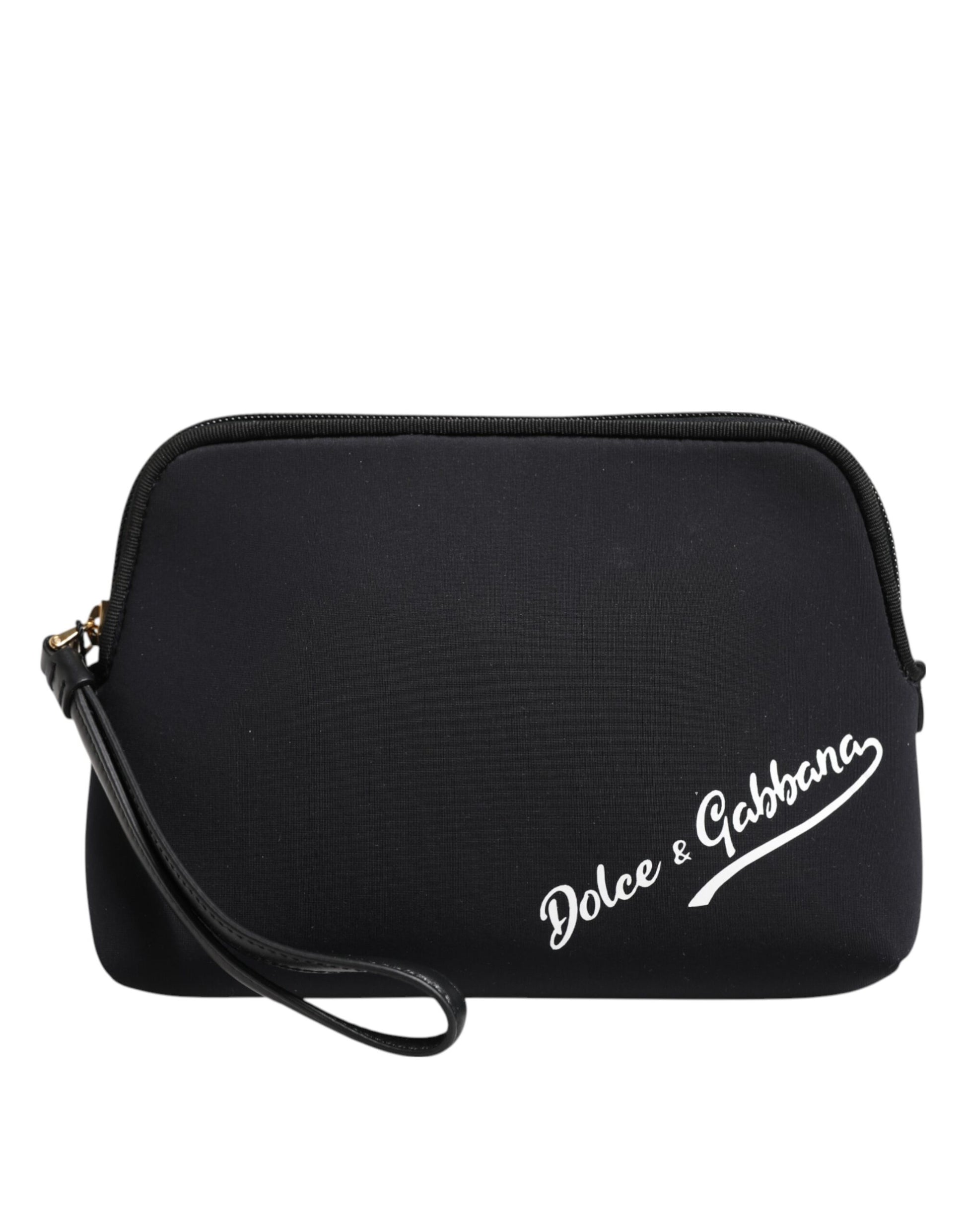 Dolce & Gabbana Black Solid Nylon DG LogoPrint Clutch Zip Borse Pouch Bag - ACCEXO