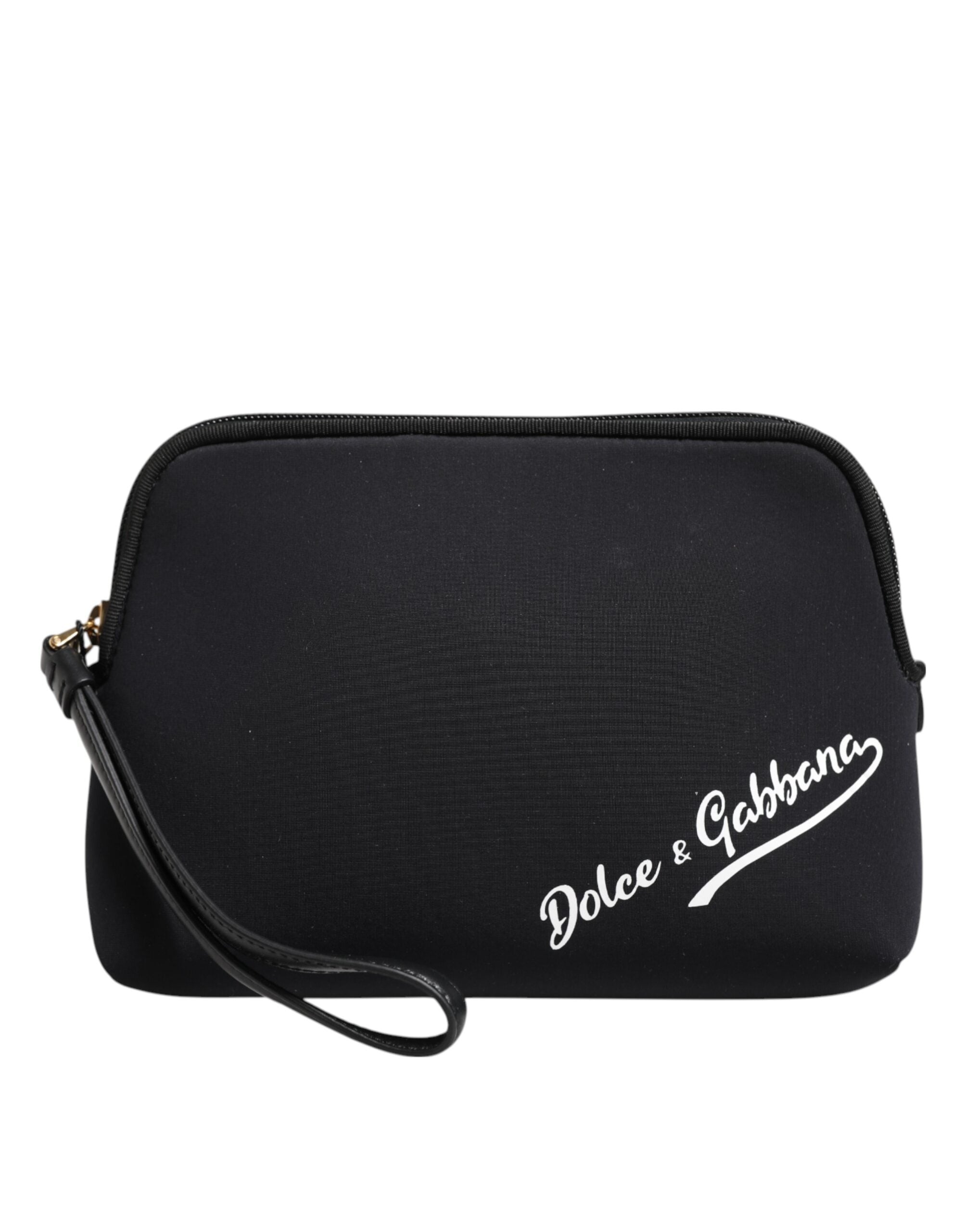 Dolce & Gabbana Black Solid Nylon DG LogoPrint Clutch Zip Borse Pouch Bag - ACCEXO