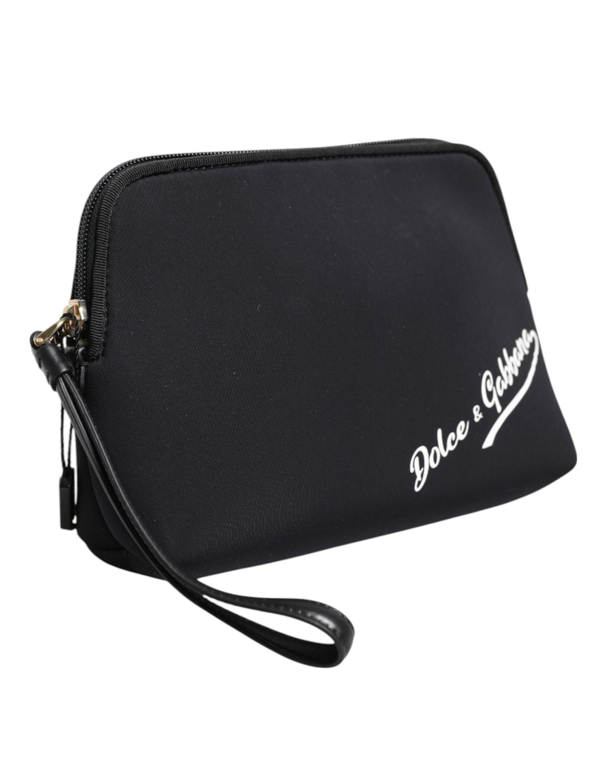 Dolce & Gabbana Black Solid Nylon DG LogoPrint Clutch Zip Borse Pouch Bag - ACCEXO