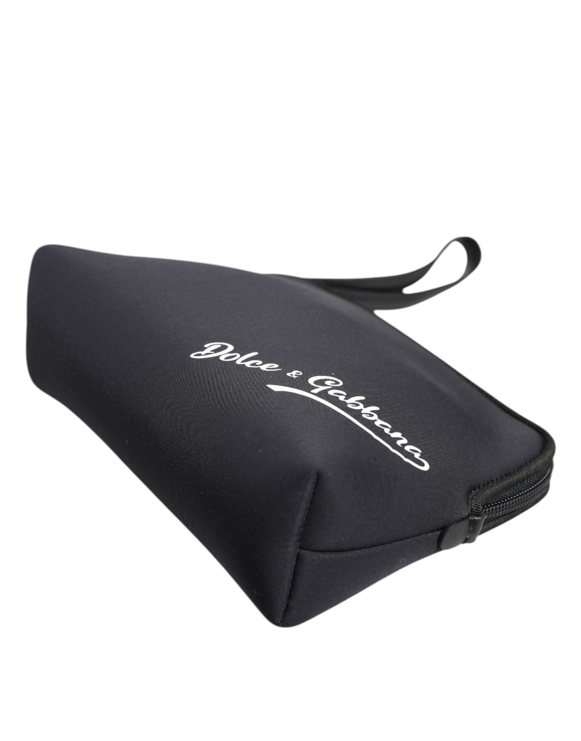 Dolce & Gabbana Black Solid Nylon DG LogoPrint Clutch Zip Borse Pouch Bag - ACCEXO
