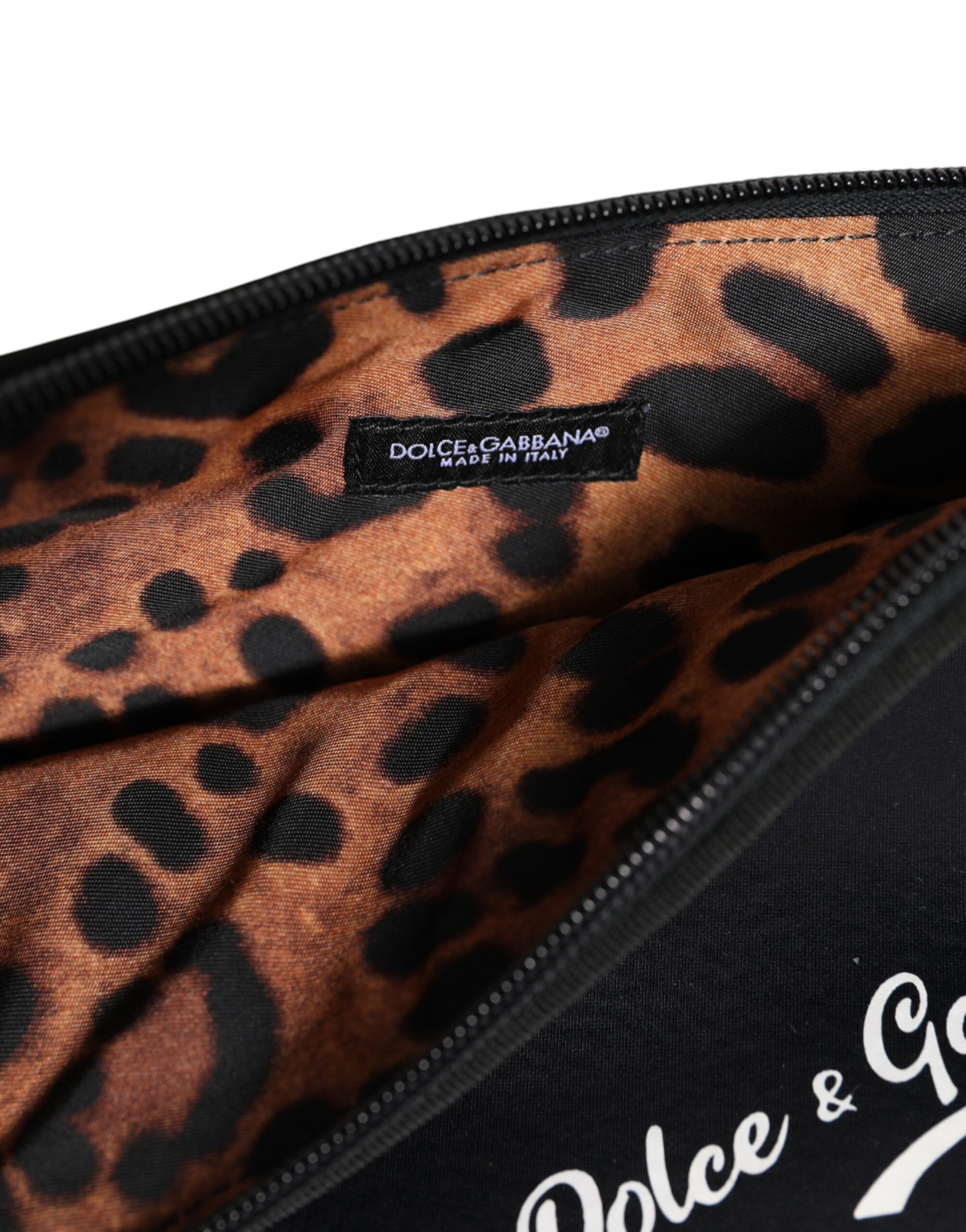 Dolce & Gabbana Black Solid Nylon DG LogoPrint Clutch Zip Borse Pouch Bag - ACCEXO
