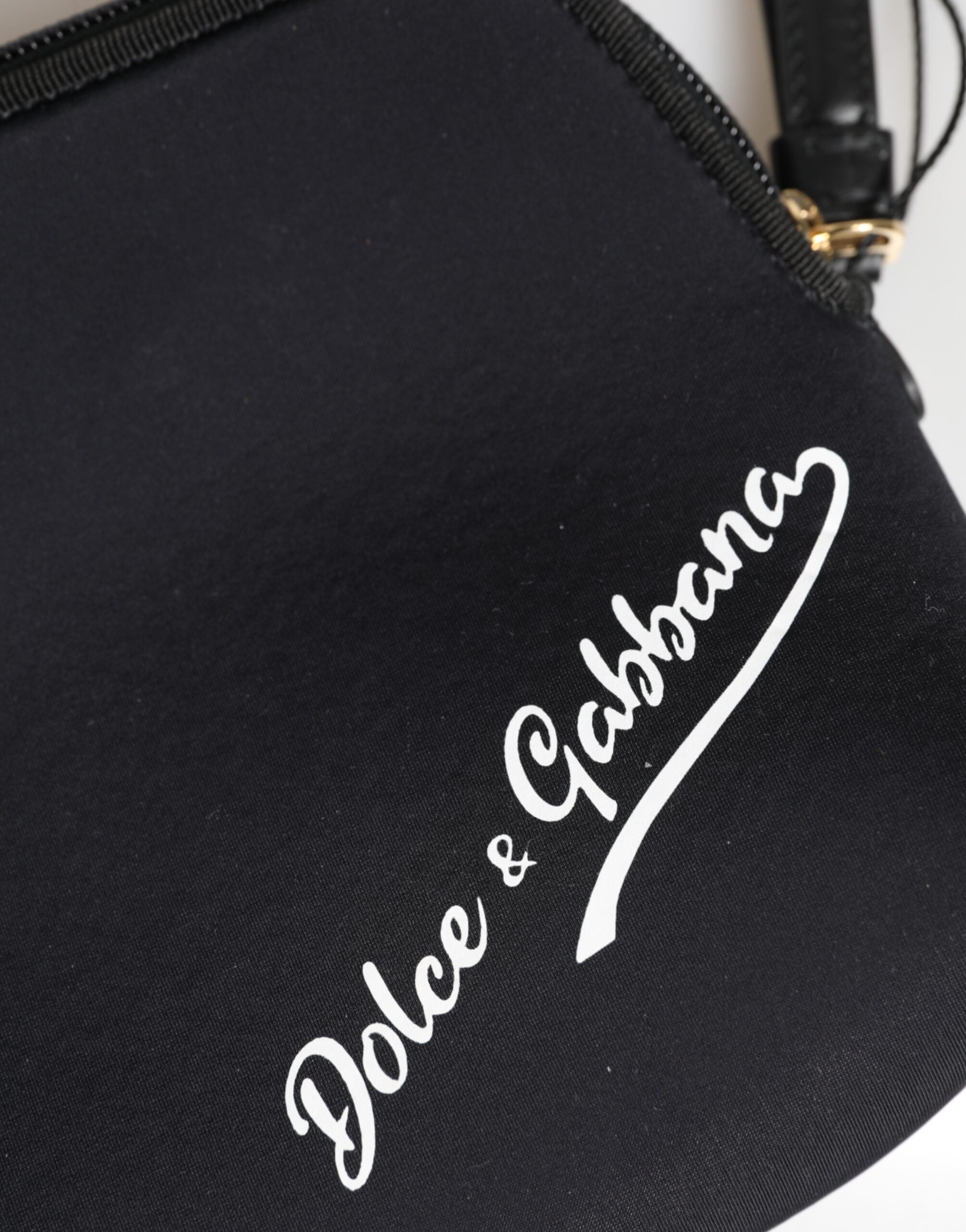 Dolce & Gabbana Black Solid Nylon DG LogoPrint Clutch Zip Borse Pouch Bag - ACCEXO