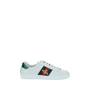 Gucci Calfskin Sneakers With Iconic Webing Bands On Side Panels, Embroidered Bee On Outer Side