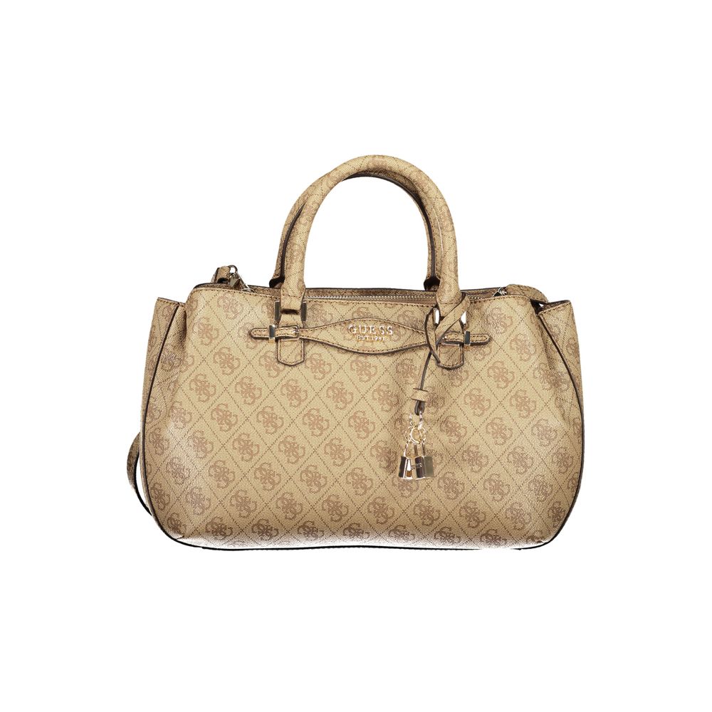 Beige handbag with a pattern on a white background