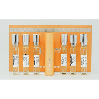 Al Haramain Amber Oud 7 * 0.34 Eau De Parfum Spray Set : Gold Edition + Ultra Violet + Ruby Edition + Carbon Edition + Bleu Edition + White Edition + Spray Case - ACCEXO