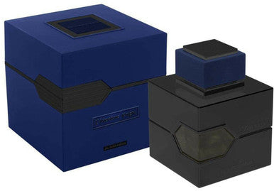 A sealed box of AL HARAMAIN L'AVENTURE KNIGHT 3.4 EAU DE PARFUM SPRAY with a predominantly blue color scheme and black accents.