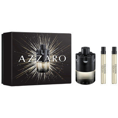 Azzaro The Most Wanted 3 Pcs Set For Men: 3.4 Eau De Toilette Spray Intense + 2 * 0.33 Eau De Toilette Spray Intense - ACCEXO