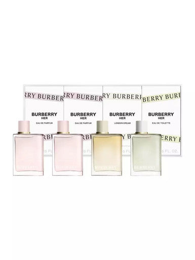 Burberry Her 4 Pcs Mini Set: 2 X Her 0.16 Eau De Parfum + Her 0.16 Eau De Toilette + Her London Dream 0.16 Eau De Parfum - ACCEXO