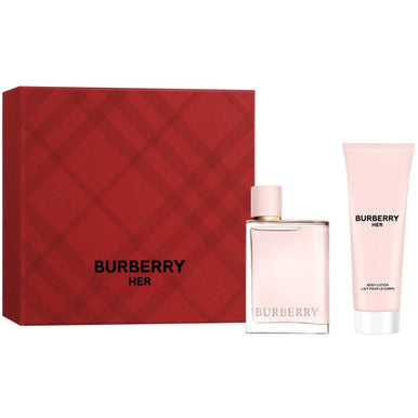 Burberry Her 2 Pcs Set: 1.6 Eau De Parfum Spray + 2.5 Body Lotion (Hard Red Box) - ACCEXO