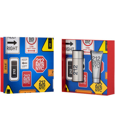 A set of Carolina Herrera 212 cologne for men, containing a 3.4 EAU DE TOILETTE SPRAY and 3.