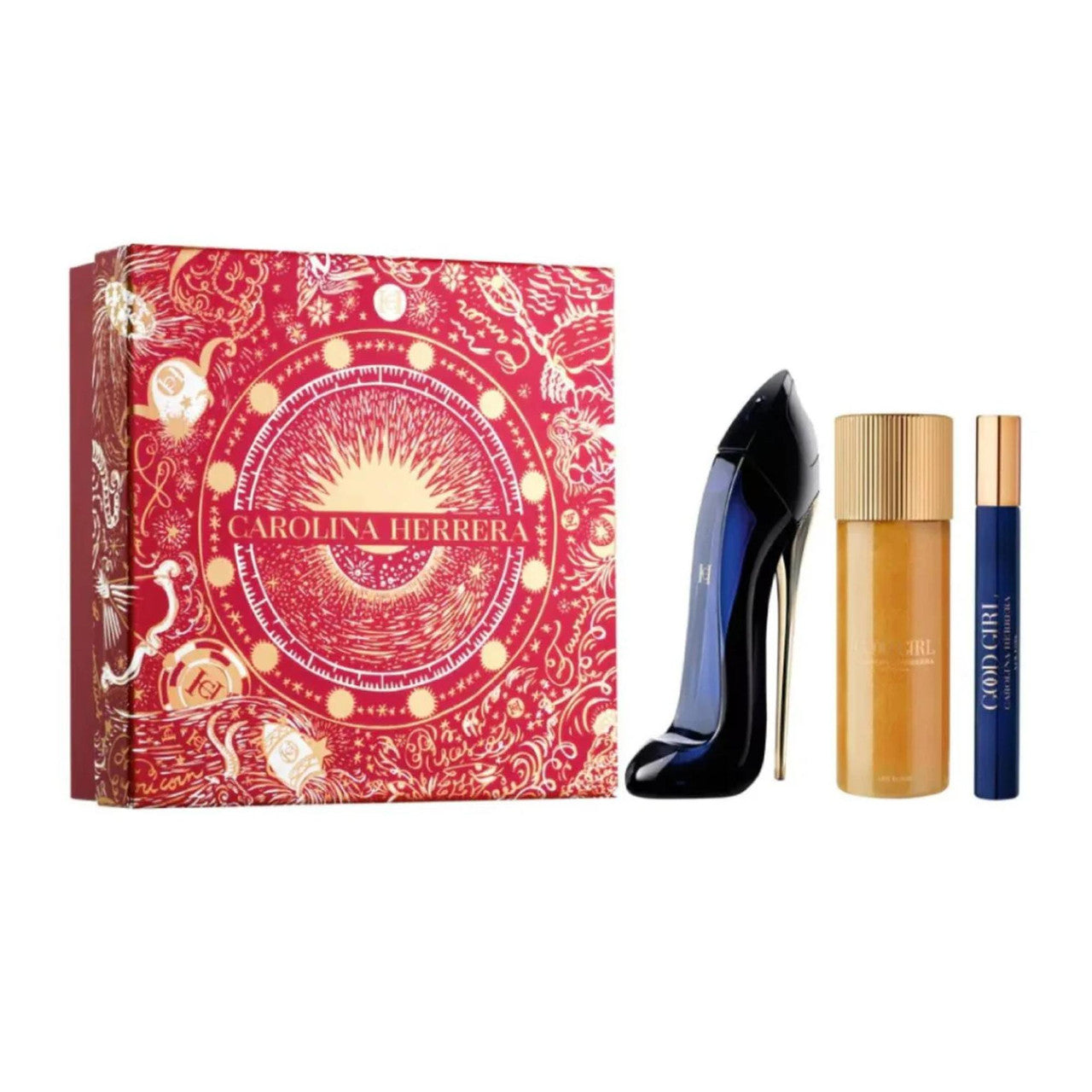 CAROLINA HERRERA GOOD GIRL 3 PCS SET: 2.7 EAU DE PARFUM SPRAY + 0.34 EAU DE PARFUM SPRAY + ELIXIR 3.4 BODY OIL