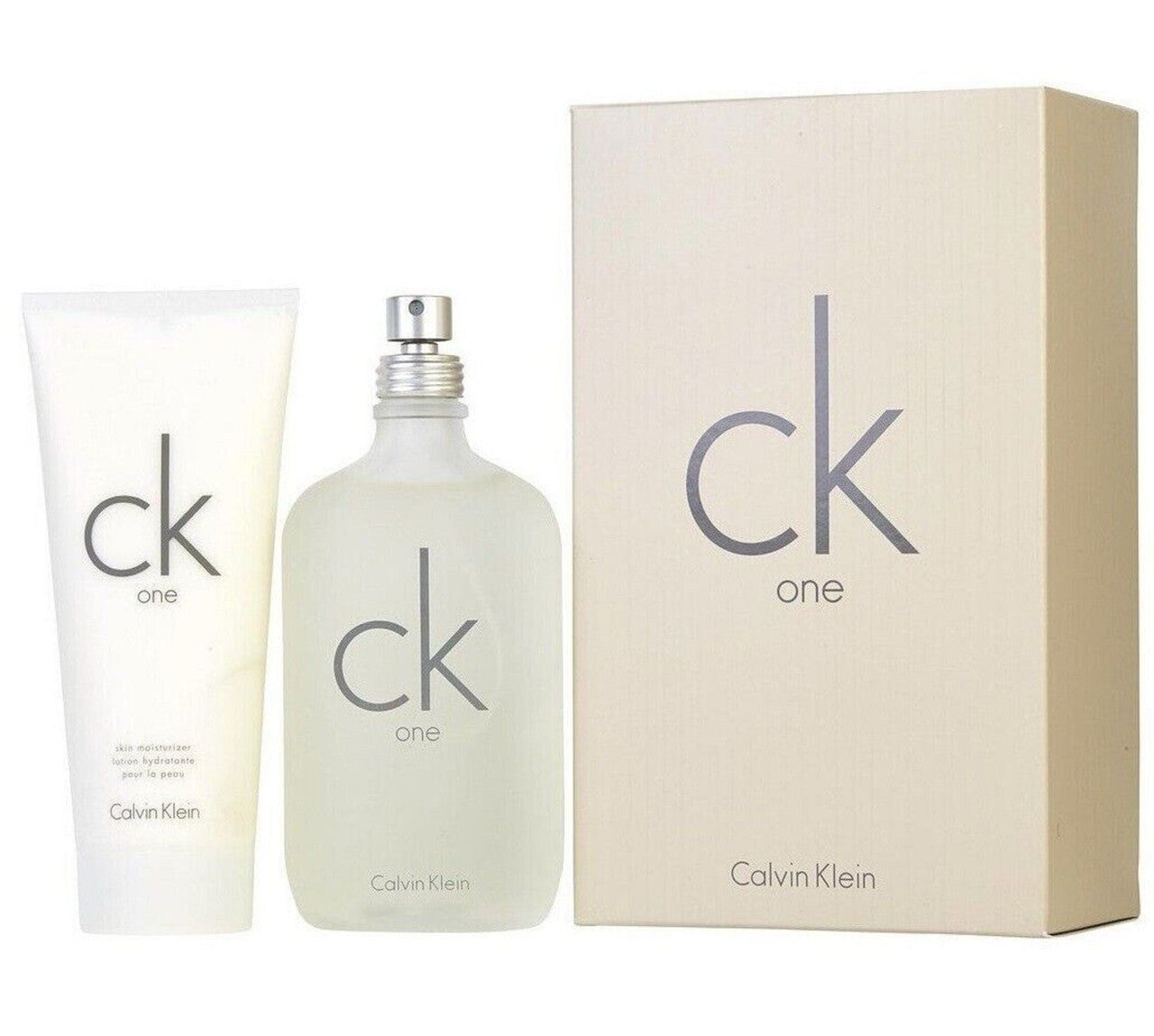 CK ONE 2 PCS SET: 6.7 EAU DE TOILETTE SPRAY + 6.7 SKIN MOISTURIZER
