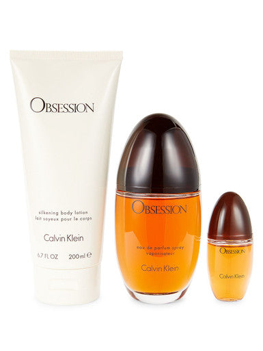 Calvin Klein Obsession 3 Pcs Set For Women: 3.4 Eau De Parfum Spray + 0.5 Eau De Parfum Spray + 6.7 Body Lotion - ACCEXO