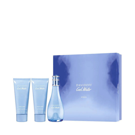 COOL WATER 3 PCS SET FOR WOMEN: 3.4 EAU DE TOILETTE SPRAY + 2.5 SHOWER GEL + 2.5 BODY LOTION
