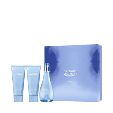 COOL WATER 3 PCS SET FOR WOMEN: 3.4 EAU DE TOILETTE SPRAY + 2.5 SHOWER GEL + 2.5 BODY LOTION