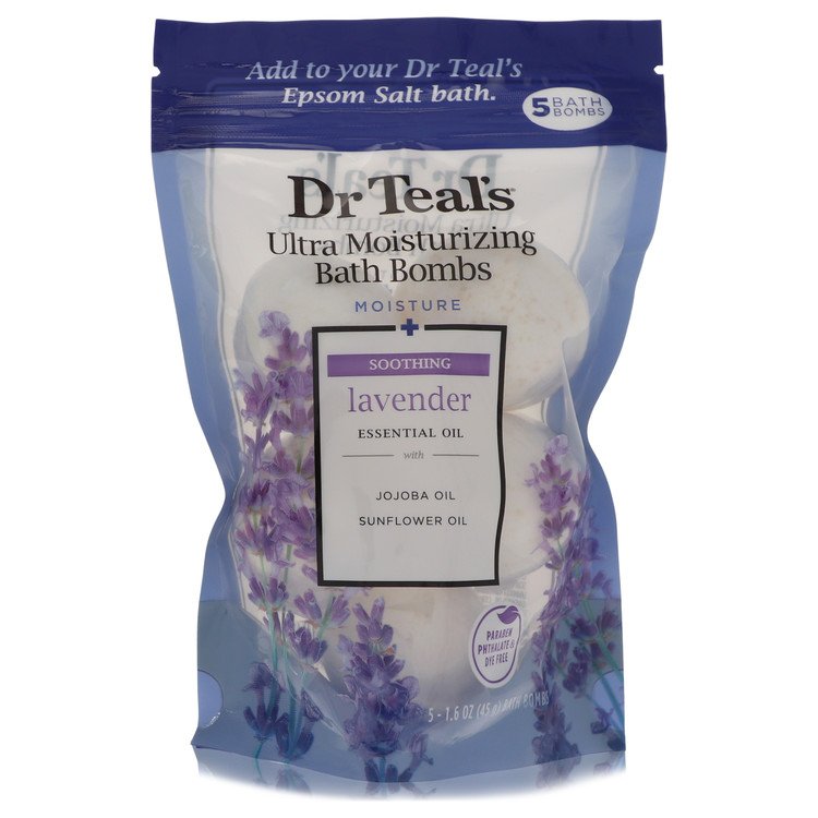 Dr Teal's Ultra Moisturizing Bath Bombs Cologne By Dr Teal's Five (5) 1.6 oz Moisture Soothing Bath Bombs with Lavender, Essential Oils, Jojoba Oil, Sunflower Oil (Unisex)