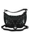 Black Calf Leather Small Hobo Shoulder Bag