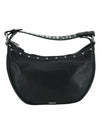 Black Calf Leather Small Hobo Shoulder Bag