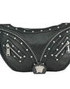 Black Calf Leather Small Hobo Shoulder Bag