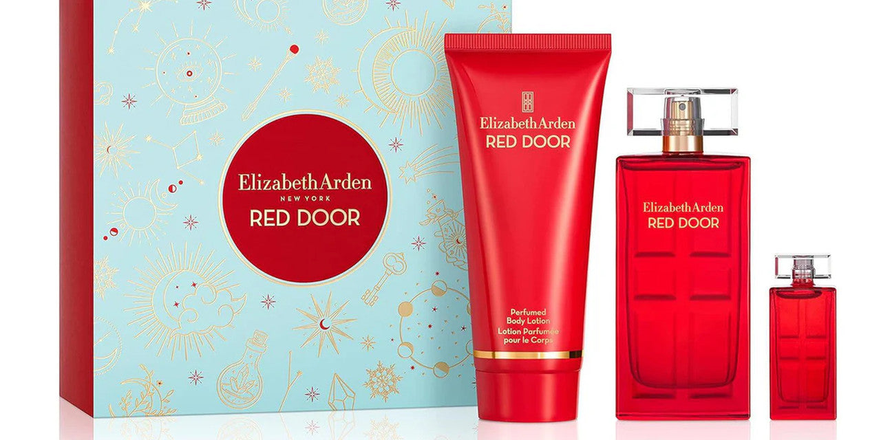 RED DOOR 3 PCS SET FOR WOMEN: 1.7 EAU DE TOILETTE SPRAY + 5 ML EAU DE TOILETTE MINI + 3.3 BODY LOTION