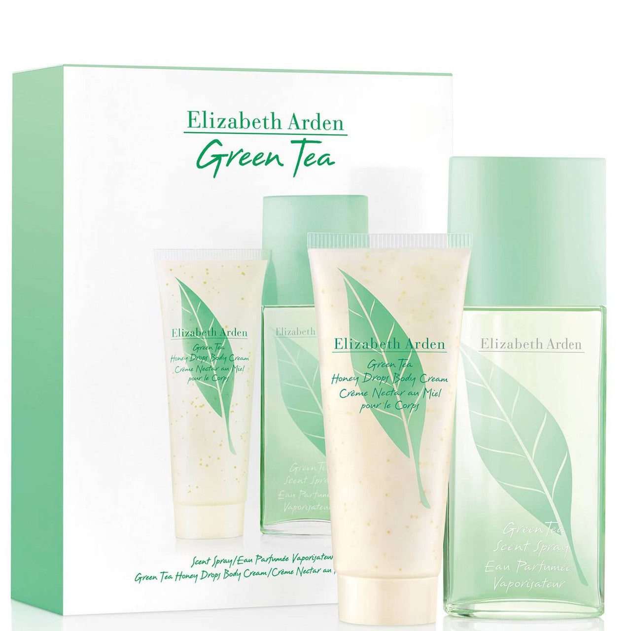 GREEN TEA 2 PCS SET FOR WOMEN: EAU PARFUMEE 3.3 SCENT SPRAY + HONEY DROPS 3.3 BODY CREAM