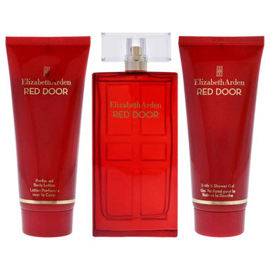 Red Door 3 Pcs Set For Women: 3.3 Eau De Toilette Spray + 3.3 Body Lotion + 3.3 Shower Gel - ACCEXO
