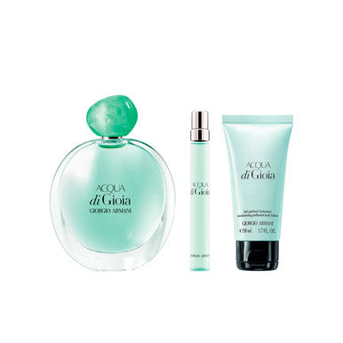 Acqua Di Gioia 3 Pcs Set For Women: 3.4 Eau De Parfum Spray + 0.34 Eau De Parfum Spray + 1.6 Body Lotion - ACCEXO