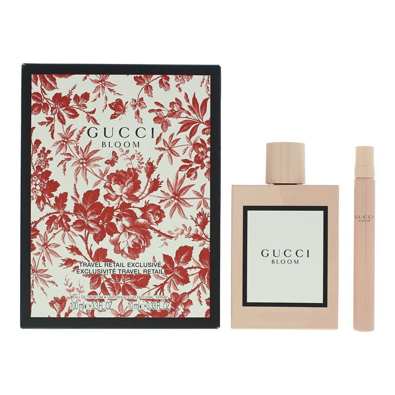 GUCCI BLOOM 2 PCS SET FOR WOMEN: 3.3 EAU DE PARFUM SPRAY + 0.33 EAU DE PARFUM SPRAY.
