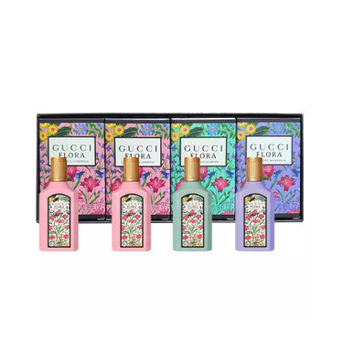 Gucci Flora 4 Pcs Set For Women: Gorgeous Gardenia 0.16 EDP Mini + Gorgeous Gardenia 0.16 EDP Mini + Gorgeous Magnolia 0.16 EDP Mini + Gorgeous Jasmine 0.16 EDP Mini