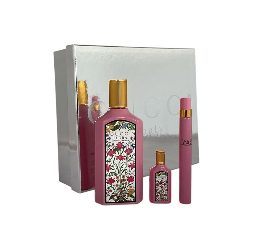 GUCCI FLORA GORGEOUS GARDENIA 3 PCS SET FOR WOMEN: 3.3 EAU DE PARFUM SPRAY + 0.16 EEAU DE PARFUM + 0.33 EAU DE PARFUM SPRAY (HARD)