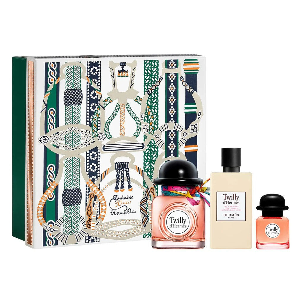 HERMES TWILLY D'HERMES 3 PCS SET FOR WOMEN: 2.87 EAU DE PARFUM SPRAY + 0.25 EAU DE PARFUM + 2.7 BODY LOTION
