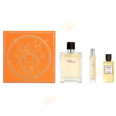 Hermes Terre D'hermes 3 Pcs Set For Men: 3.3 Eau De Toilette Spray + 0.5 Eau De Toilette Spray + 1.35 Body And Shower Gel - ACCEXO