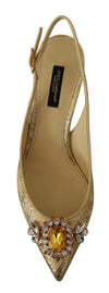 Dolce & Gabbana Gleaming Gold Crystal Slingback Heels