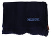 Elegant Blue Wool Scarf with Embroidered Logo