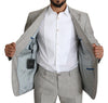 Elegant Slim Fit Gray Linen-Silk Suit