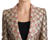 Glittering Gold Floral Sequined Blazer Jacket