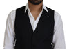Black Wool Stretch Waistcoat Formal Vest