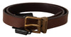 Elegant Brown Leather Belt with Gold Buckle