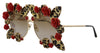 Elegant Round Rose-Embellished Sunglasses