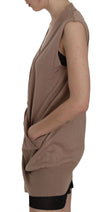 Chic Sleeveless Cotton Cardigan Vest - Elegant Brown