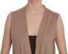Chic Sleeveless Cotton Cardigan Vest - Elegant Brown