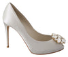 White Crystal Peep Toe Silk Blend Heels