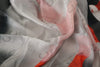 Gray Red Silk Shawl Foulard Wrap Scarf