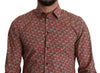 Elegant Red Martini Fit Cotton Shirt