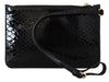Exotic Leather Black Wristlet Wallet